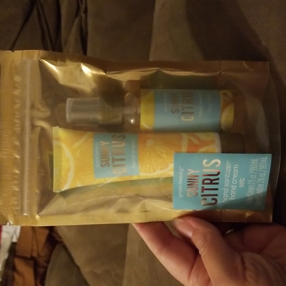 Groovi Beauty hand sanitizer and cream